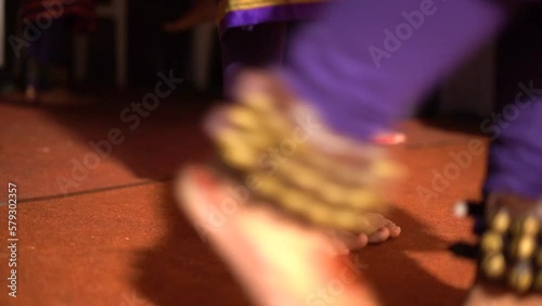 she doing bharatanatyam dance leghs closeup view photo