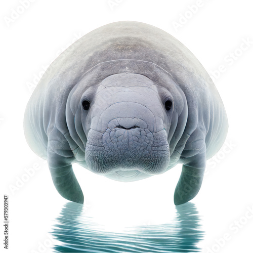 manatee face shot , isolated on transparent background cutout , generative ai © Natural PNG