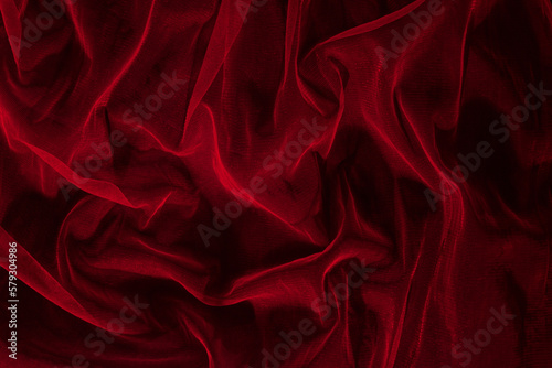 Vászonkép Dark elegant wallpaper made of red tulle fabric