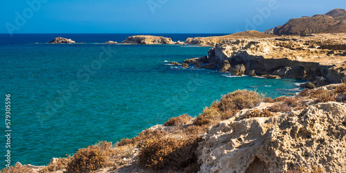 Ancient Fossil Dune, Oolites, Los Escullos, Cabo de Gata-Níjar Natural Park, UNESCO Biosphere Reserve, Hot Desert Climate Region, Almería, Andalucía, Spain, Europe