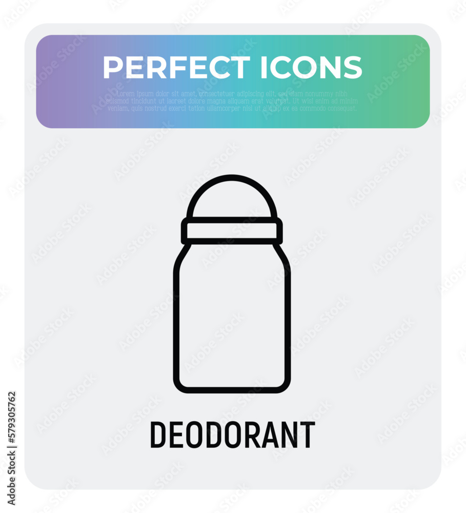 Roll-on deodorant thin line icon. Personal hygiene care. Modern vector illustration. Roll-on deodorant thin line icon. Personal hygiene care. Modern vector illustration.