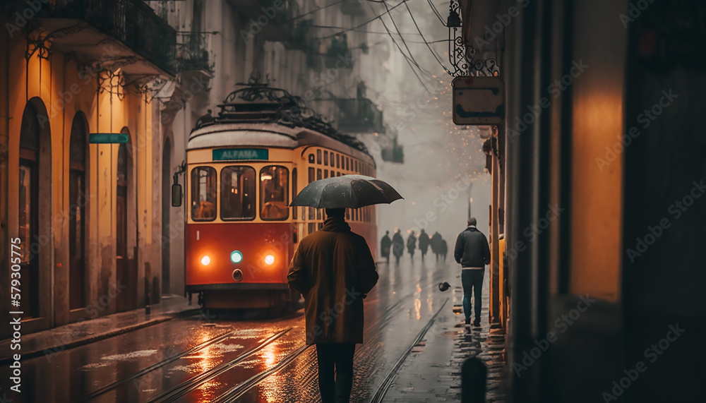 Lisbon in a rainy day