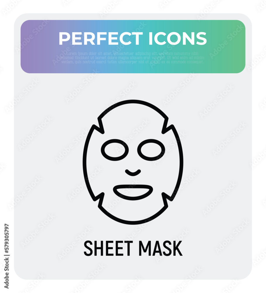 Facial sheet mask thin line icon. Modern vector illustration for beauty shop. Facial sheet mask thin line icon. Modern vector illustration for beauty shop.