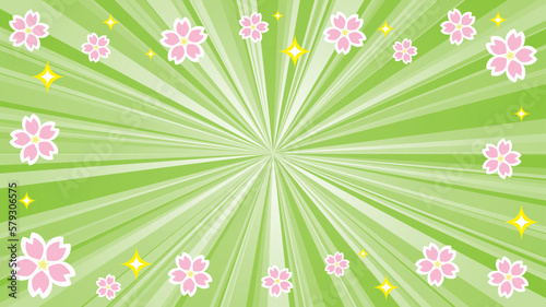 グラデーションを使用した春の黄緑フラッシュ(桜とキラキラ)