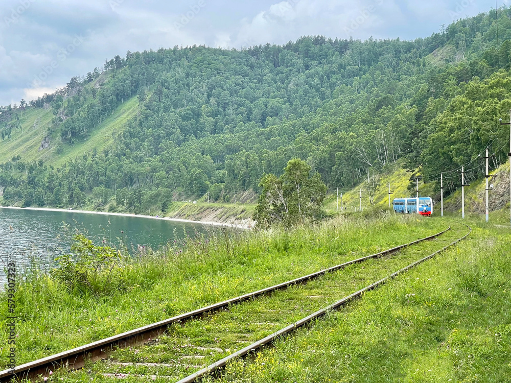 Railway along the Lake Baikal, Russia