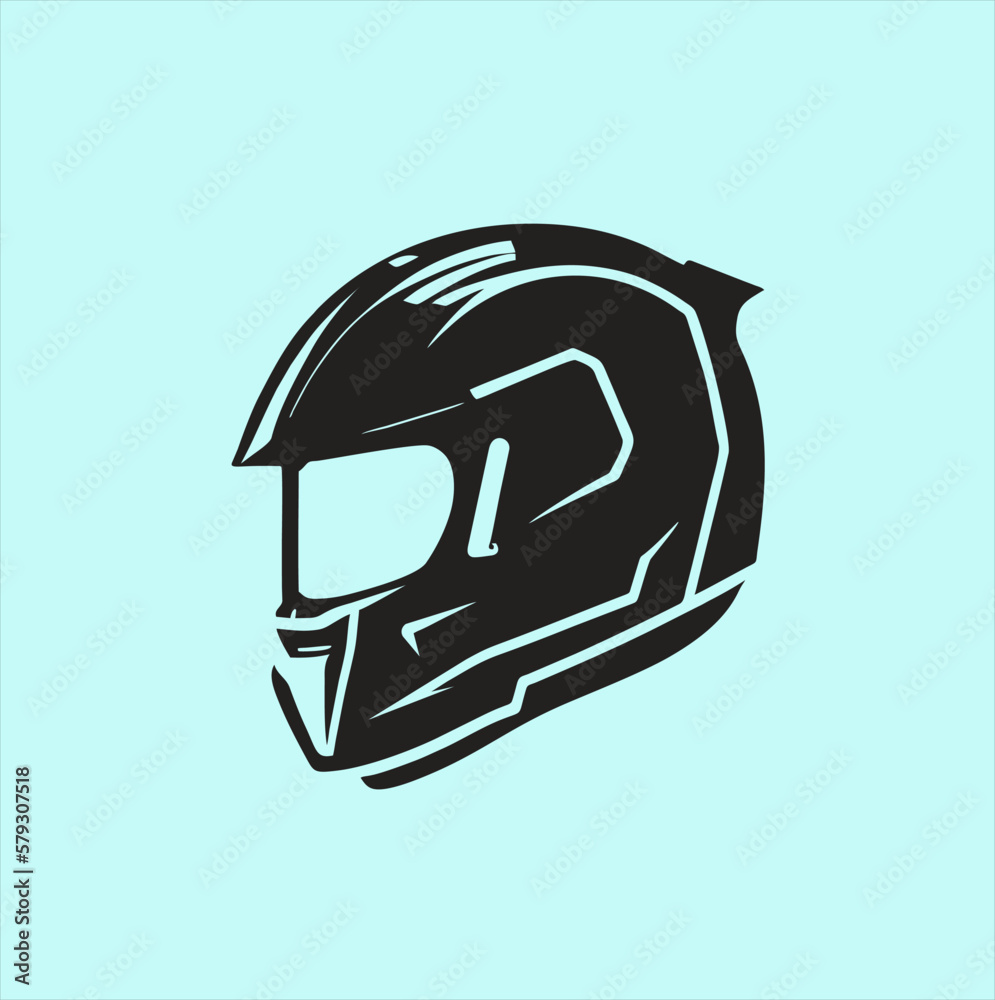 Black and white motorcycle helmet stylized vector, graphic illustration
