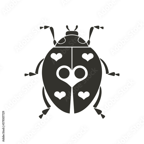 Ladybug Beetle with fantasy pattern. Geometric Insect icon. Decorative ornate vector illustration.