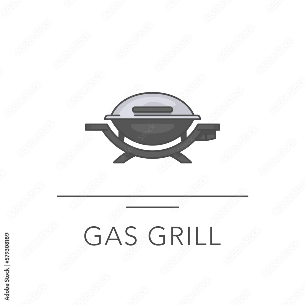 Gas grill outline colorful icon. Vector illustration