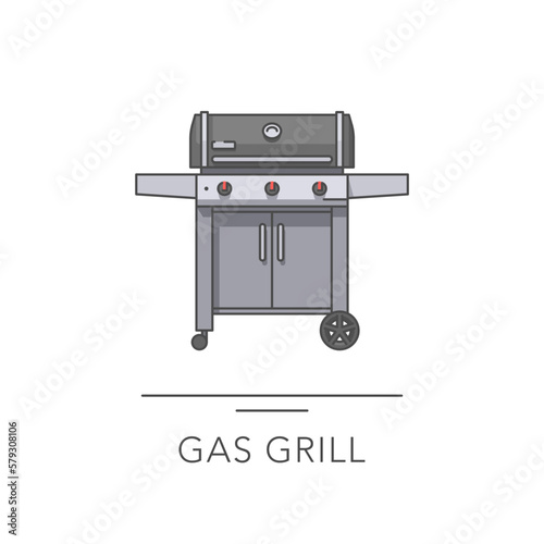 Gas grill outline colorful icon. Vector illustration