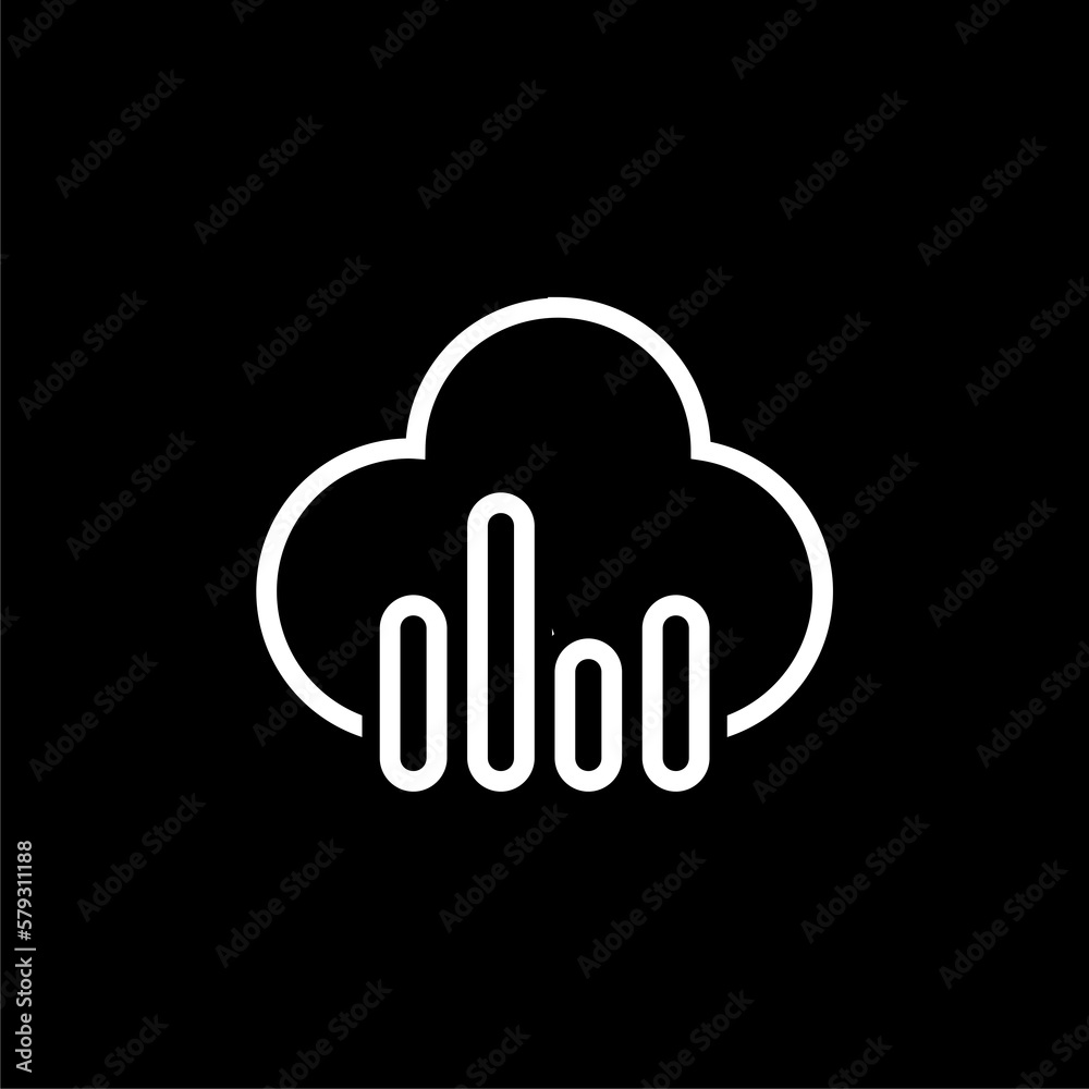 Remote server for digital data. Save important information on internet resource icon on black Remote server for digital data. Save important information on internet resource icon on black