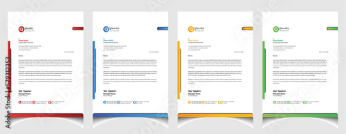 Corporate business colourful letterhead template with a4 size stationary item modern letterhead. © @zohirraihan901