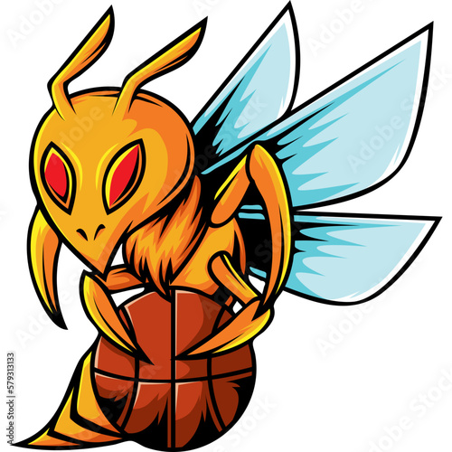 bee animal character mascot sport team badge