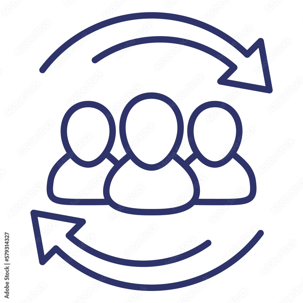 Staff rotation icon, line on white Staff rotation icon, line on white