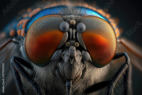 Close-up of the eye of the Housefly. Generative AI. © Arc