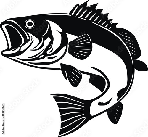 Fishing bass logo icon, fish perch icon, on isolated background, Vector illustration SVG