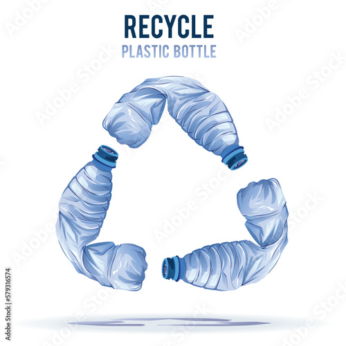 Illustration of triangular plastic bottle recycle