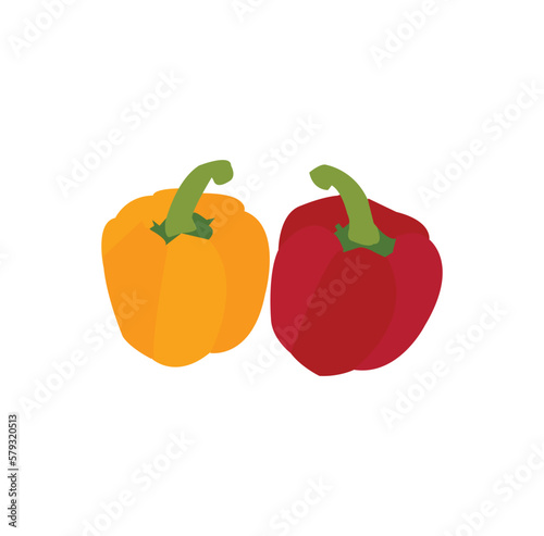 Red and yellow capsicums vector art work.