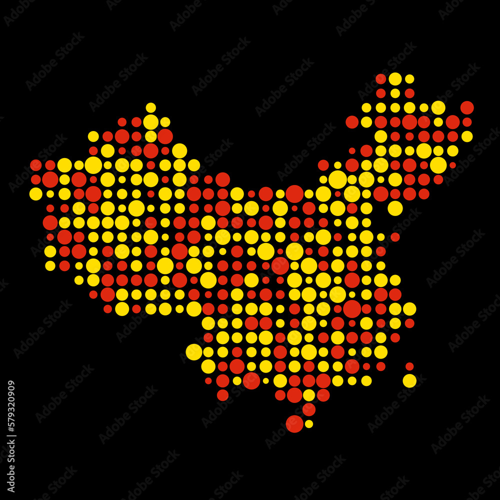 China Silhouette Pixelated pattern map illustration China Silhouette Pixelated pattern map illustration