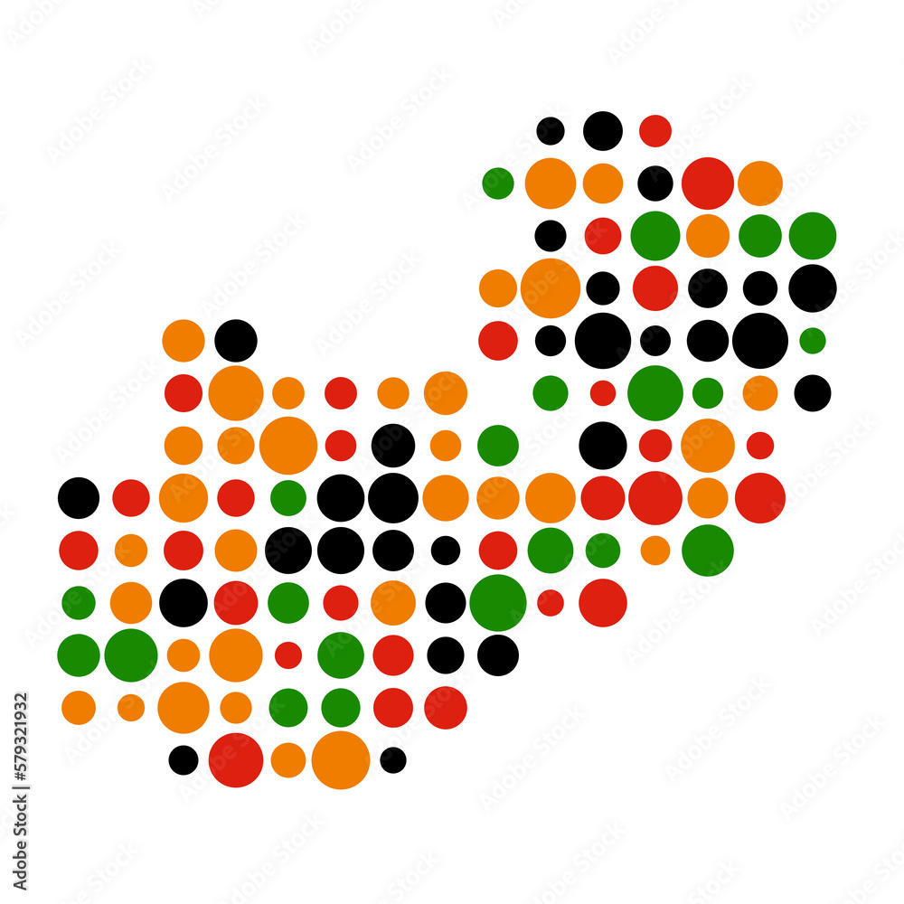 Zambia Silhouette Pixelated pattern map illustration
