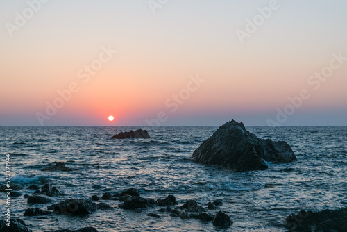 Sunset over Sfinari Beach in Crete  Greece