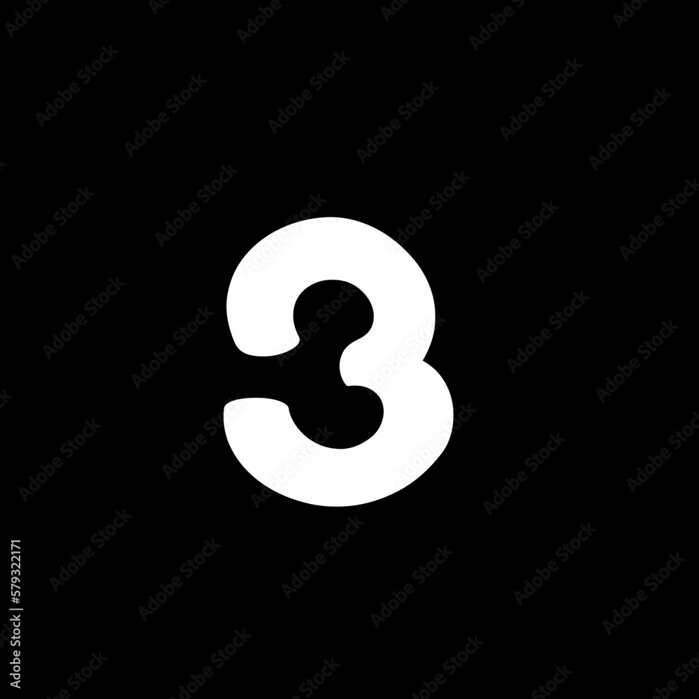 123 Black White Three Number 3 123 Black White Three Number 3