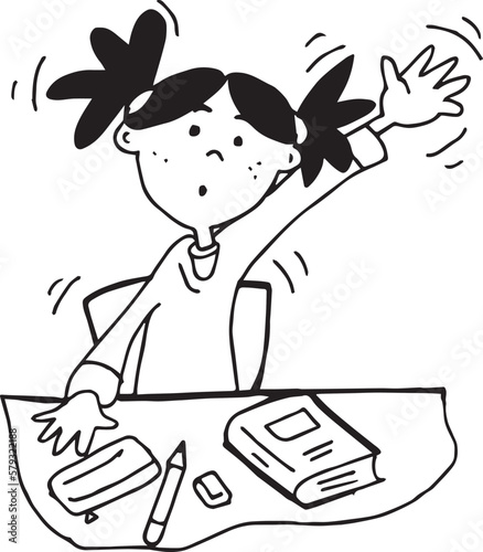 girl raise hand