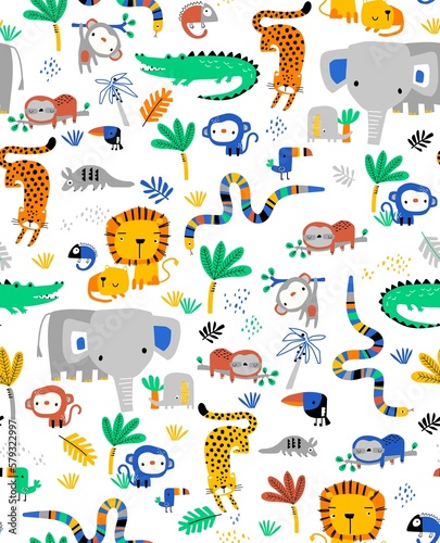 Canvas Print set with tropical animals