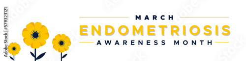 Endometriosis Awareness Month. March. Yellow flowers. Vector illustration, flat design