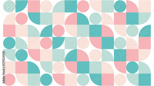 Wallpaper Mural A collection of squares, filled circles and quarter circles arranged to form a unique background in pastel colors. Torontodigital.ca