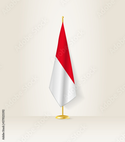 Indonesia flag on a flag stand.