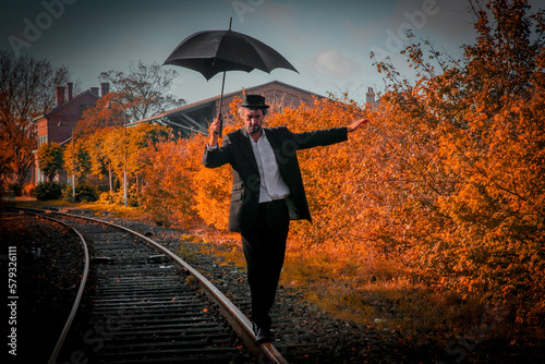 person with umbrella in the rain