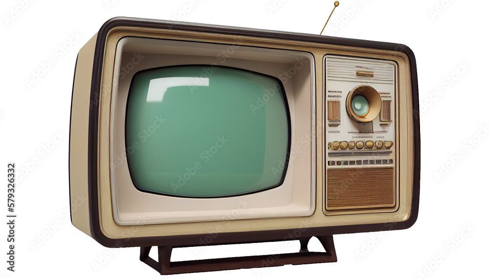 Old Retro vintage TV on Transparent background png, Generative AI