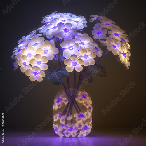 Bouquet of neon glowing flowers