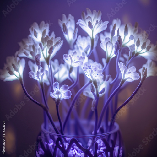 Bouquet of neon glowing flowers