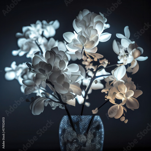 Bouquet of neon glowing flowers