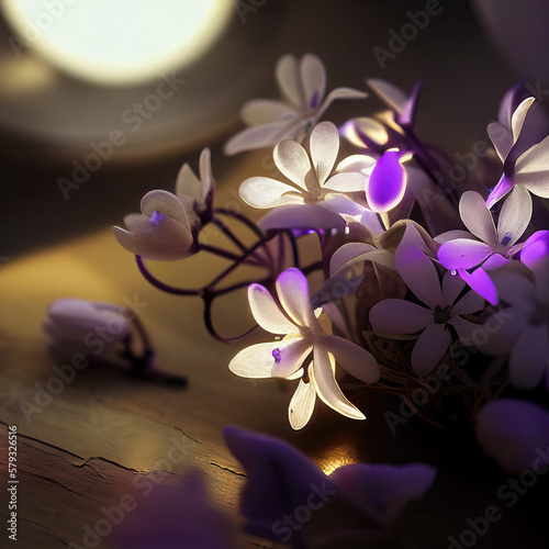 Bouquet of neon glowing flowers