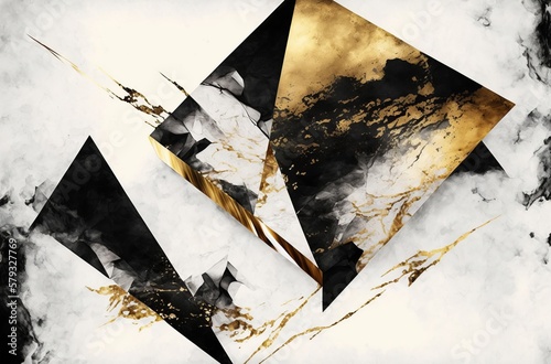 Abstract marble wallpaper golden black and white marble made with Generative AI