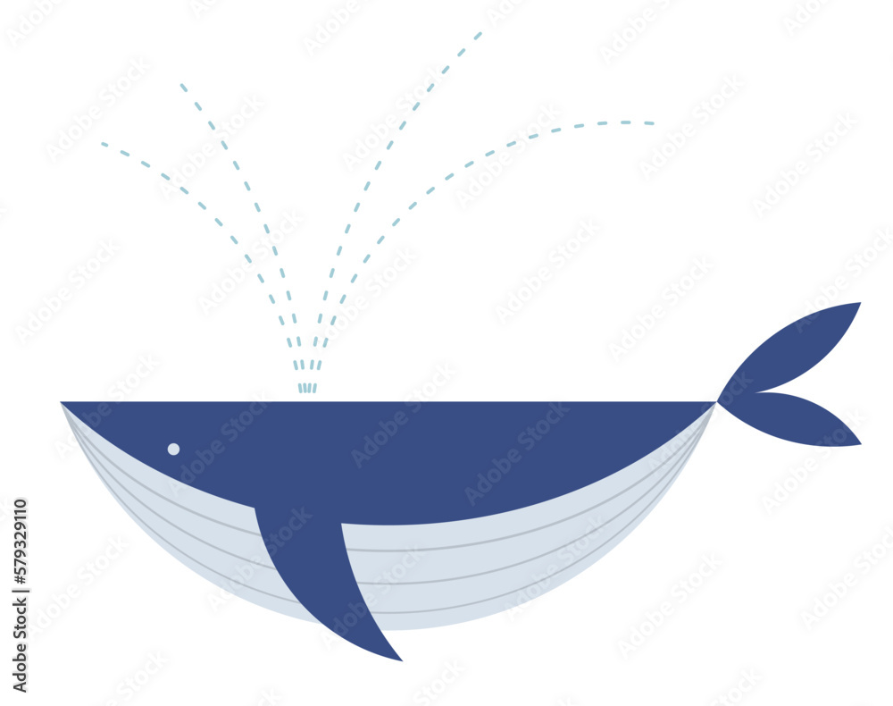 Vector Whale Flat Illustration Isolated On A White Background. Vector Whale Flat Illustration Isolated On A White Background.