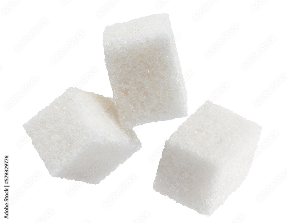 White sugar cubes cut out