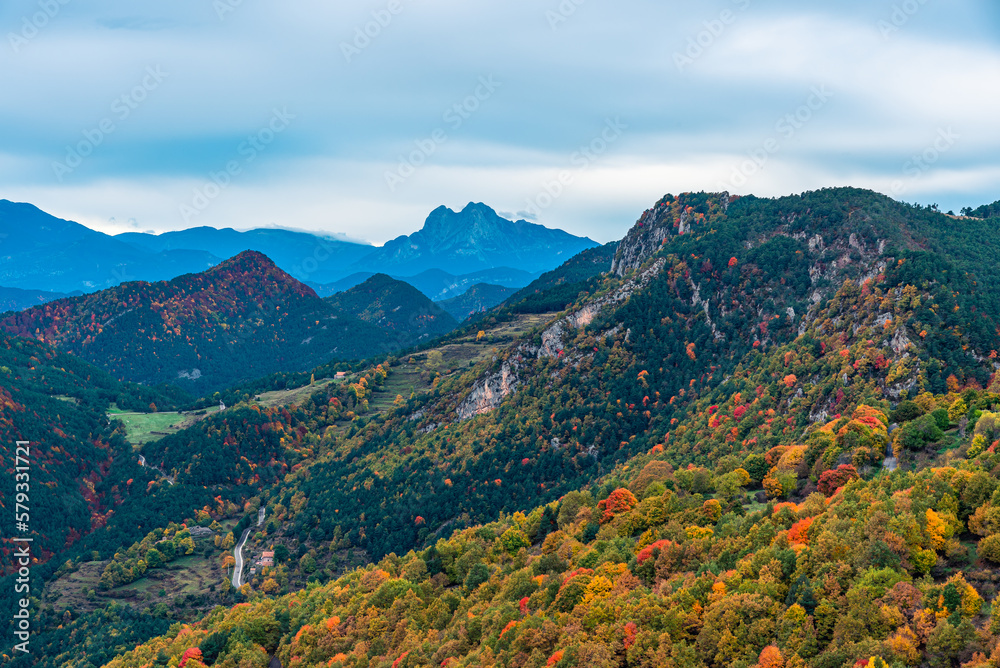 Autumn view in the beautiful mountains.