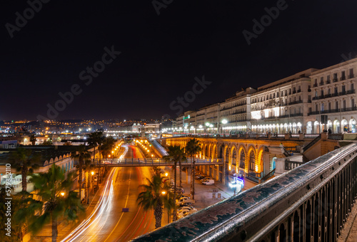 Algiers cityscape at night, Algiers skyline