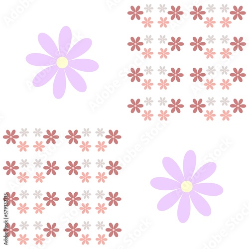 seamless pattern with pink and purple flower on white background for cloth pattern ,fabric, pillow case,towel pattern ,floor tiles,wallpaper ,curtain,tiles pattern, home decorating design,art design