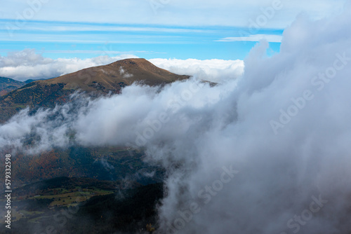 Mountain peak in the fog (Peak of Taga, Pyrenees Mountains, Spain)
