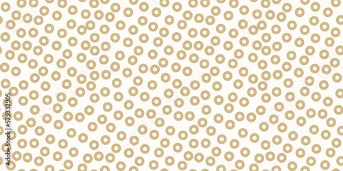 Polka dot vector seamless pattern. Abstract minimal funky texture with small irregular gold outline circles on white background. Modern dots ornament pattern. Elegant repeat design for decor, print