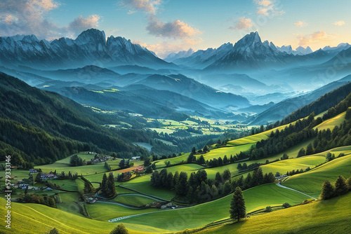 landscape with mountains in Dolomites  Italy
