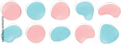 ゆるいフレームセット　抽象的　シェイプ　水彩　水彩風　手書き