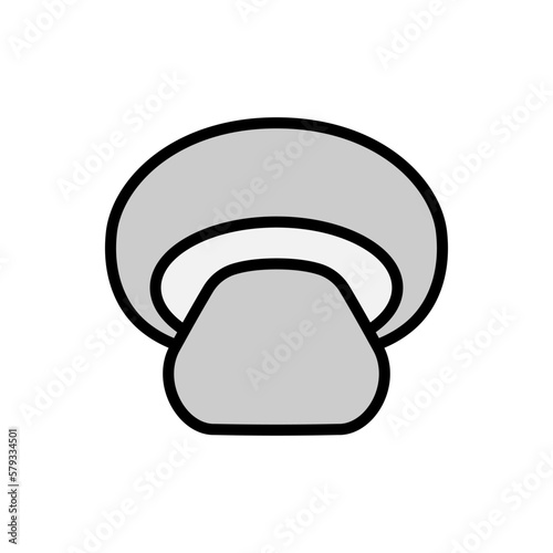 One mushroom. Vector drawing and illustration. Line and outline style. 
