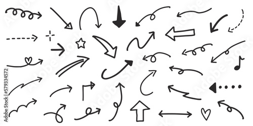 矢印　手描き　セット　白黒