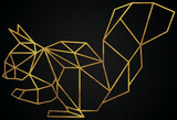 Polygonal geometric squirrel with golden effect