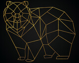 Polygonal geometric walking bear with golden effect